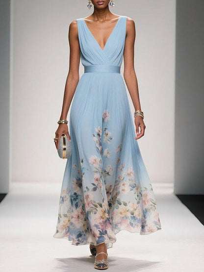 Damen Maxikleid Sommer Floralmuster Leicht