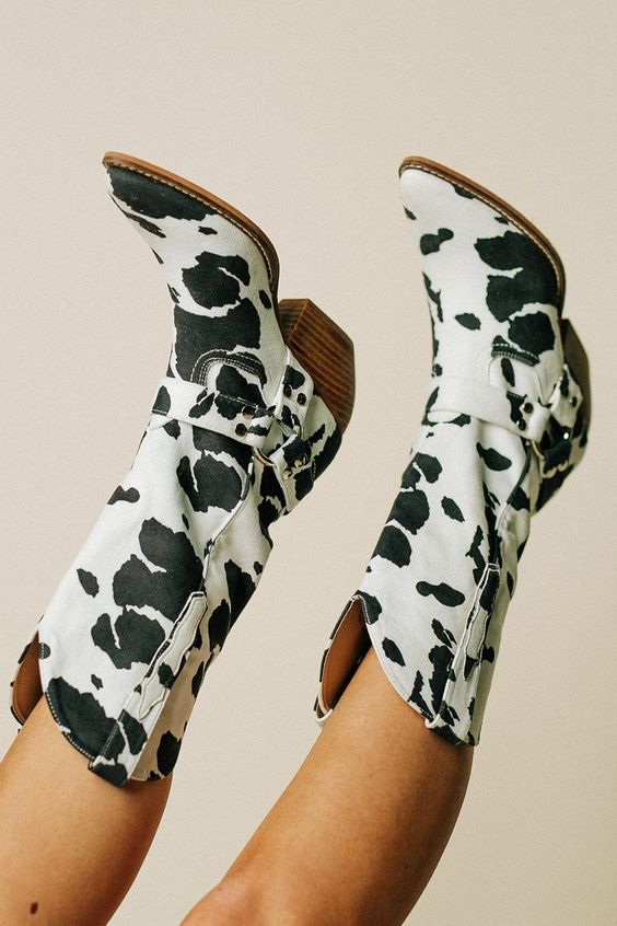 Damen Westernstiefel Kuhfell Muster