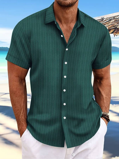 Herren Sommerhemd Kurzärmelig Gestreift Relaxed Fit