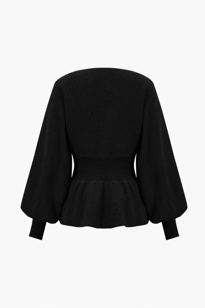 Damen Strick-Set Peplum- und Bleistiftrock