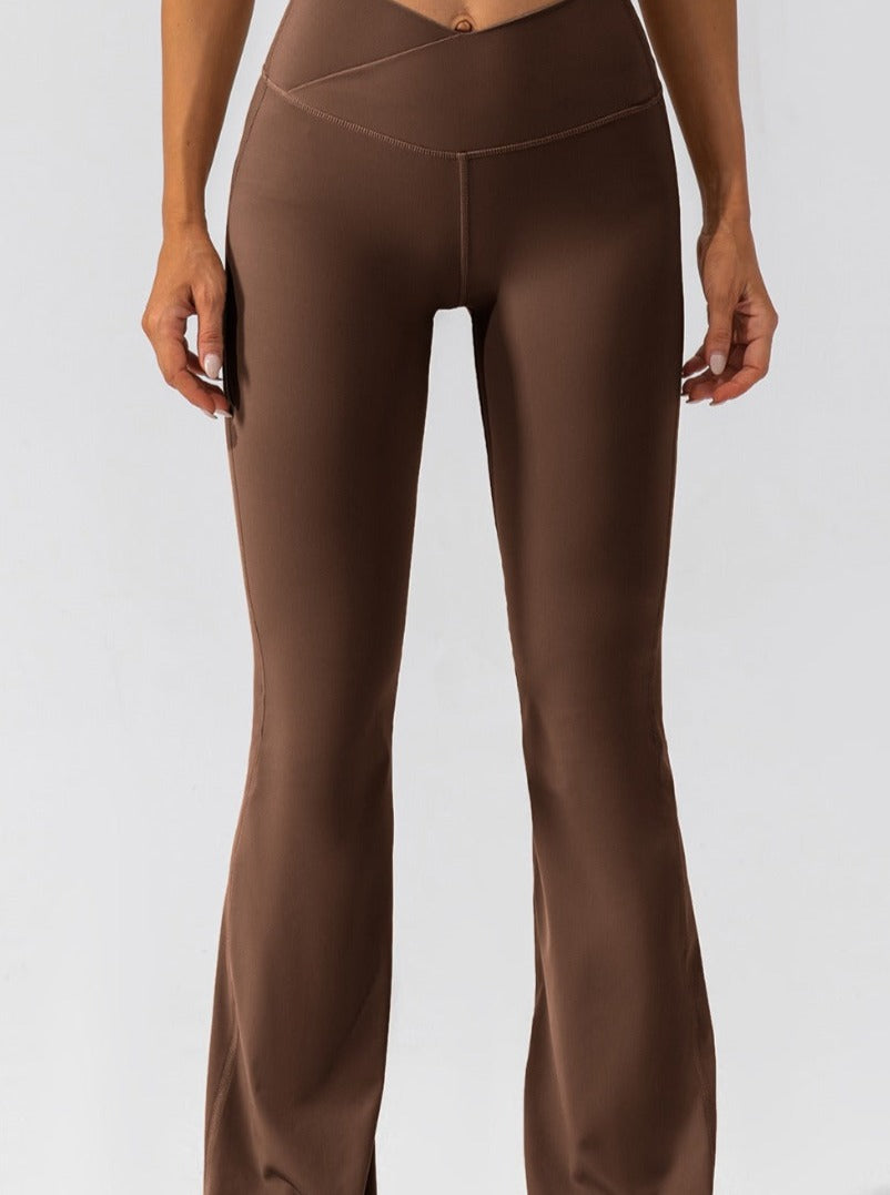 Hohe Taille Damen Flare Leggings Crossover Bund Komfort - Norvielle