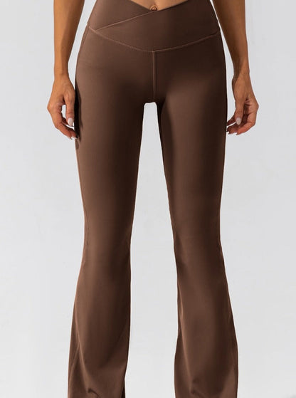 Hohe Taille Damen Flare Leggings Crossover Bund Komfort - Norvielle