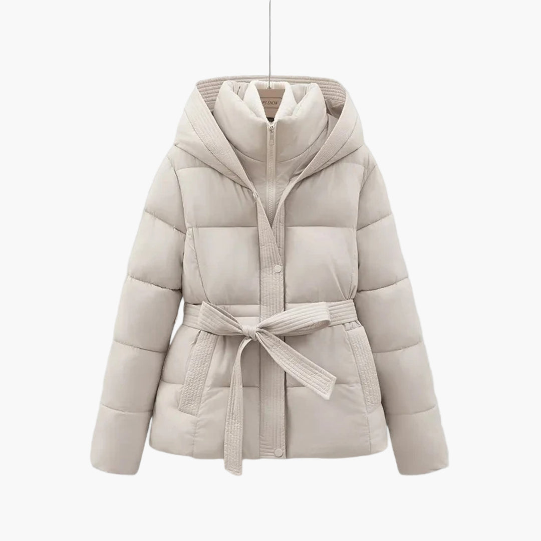 Damen Daunenjacke Warm mit Gürtel und Daunenfutter
