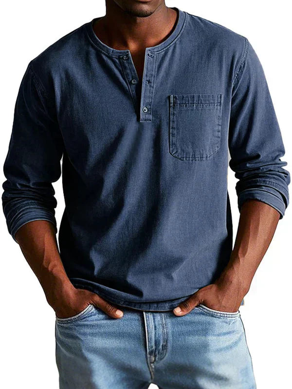 Herren Langarmshirt Bequem Baumwolle Lässig