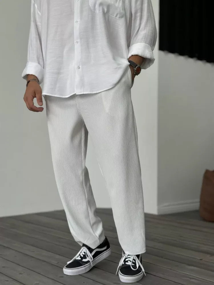 Herren Hose Moderne Rippstruktur Stretch