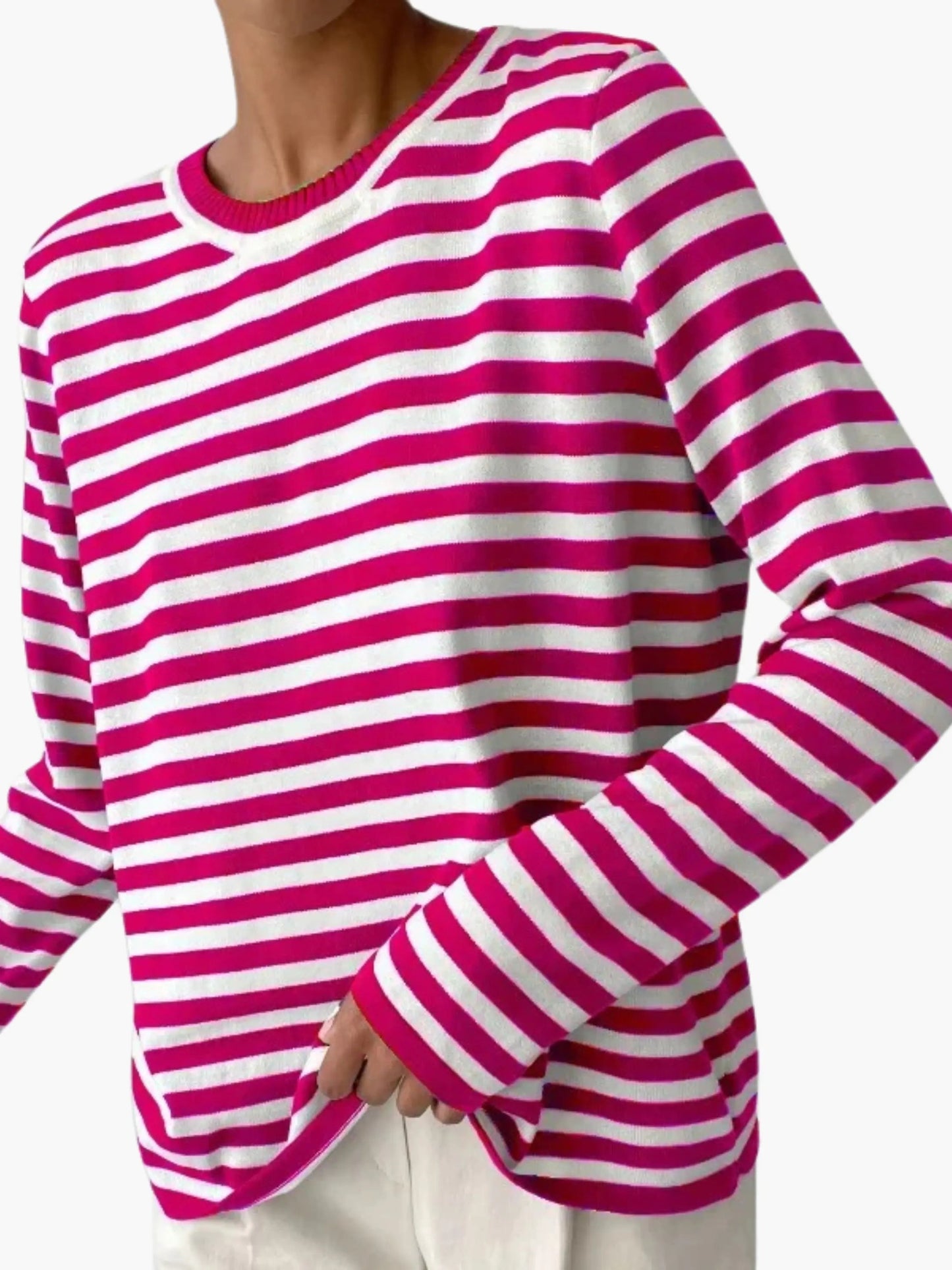 Damen Strickpullover Gestreift Warm