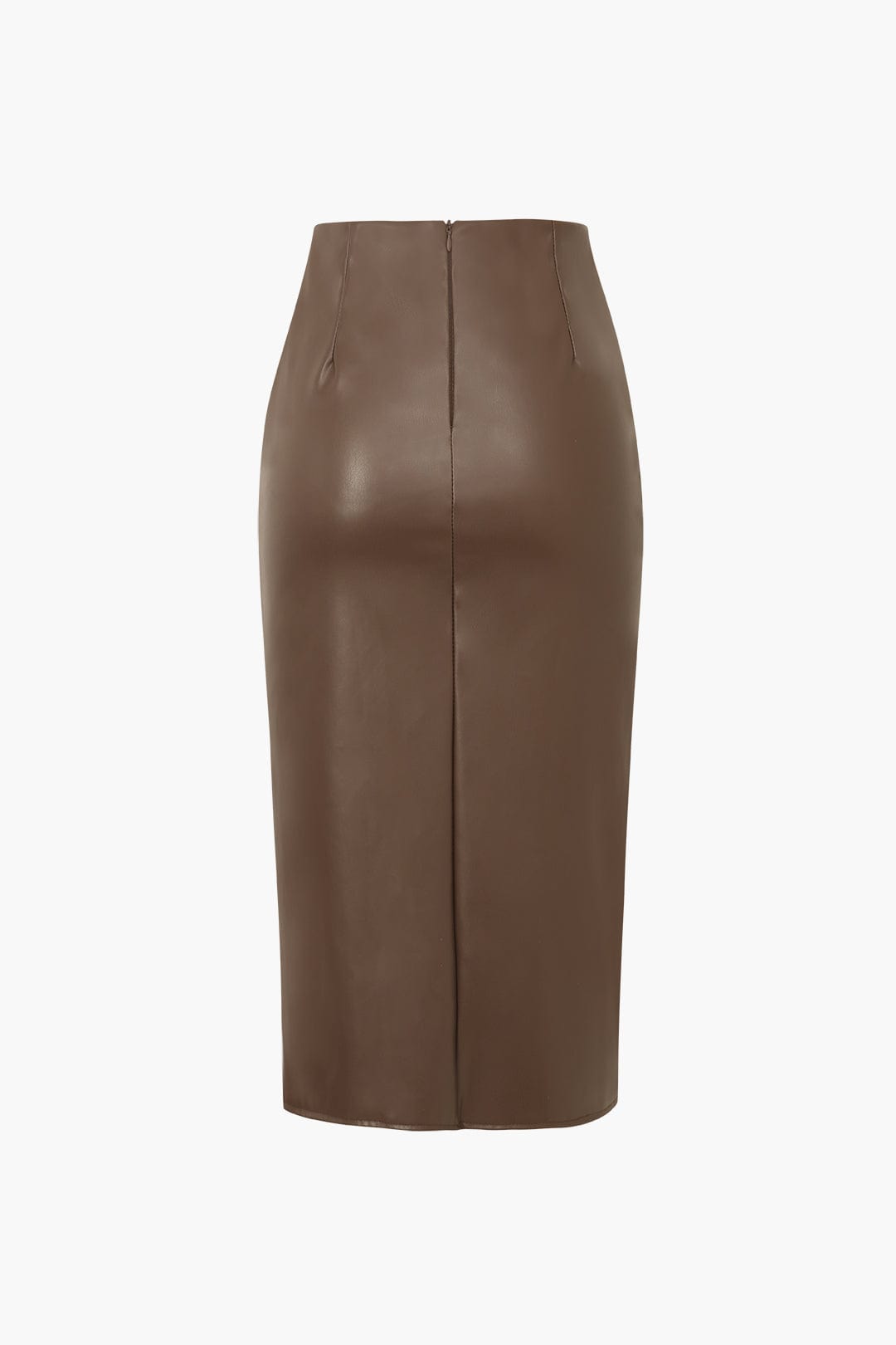 Damen Midirock Asymmetrisch Wickelrock Kunstleder