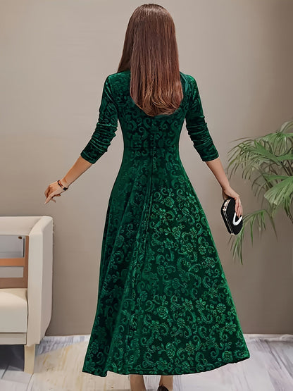 Damen Abendkleid Floral Samt Elegant
