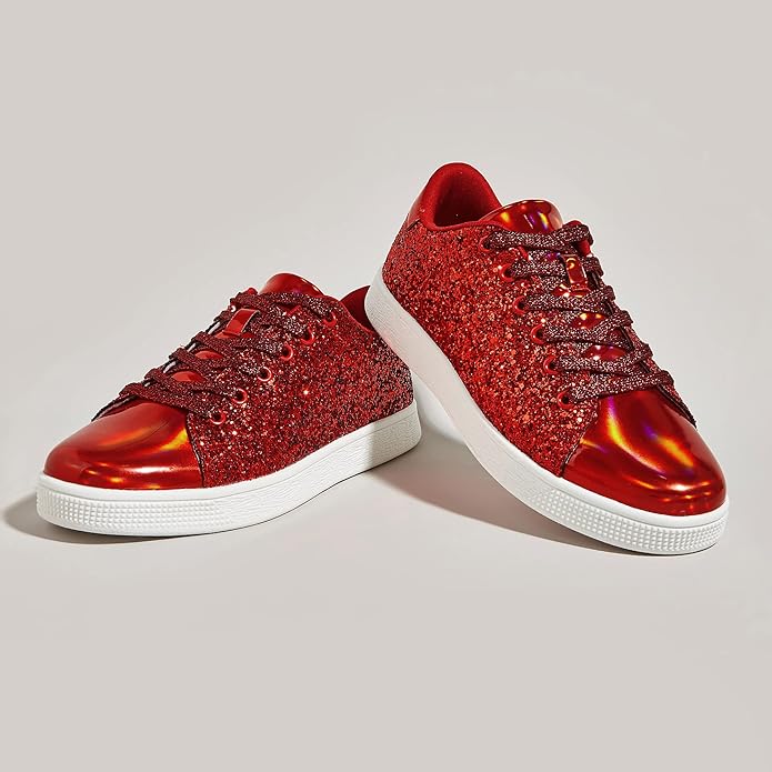 Damen Sneaker Glitzer Schnürschuhe - Norvielle
