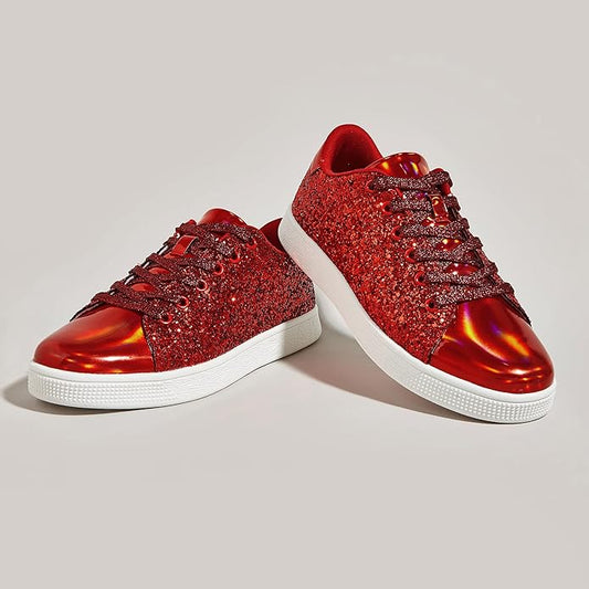 Damen Sneaker Glitzer Schnürschuhe - Norvielle