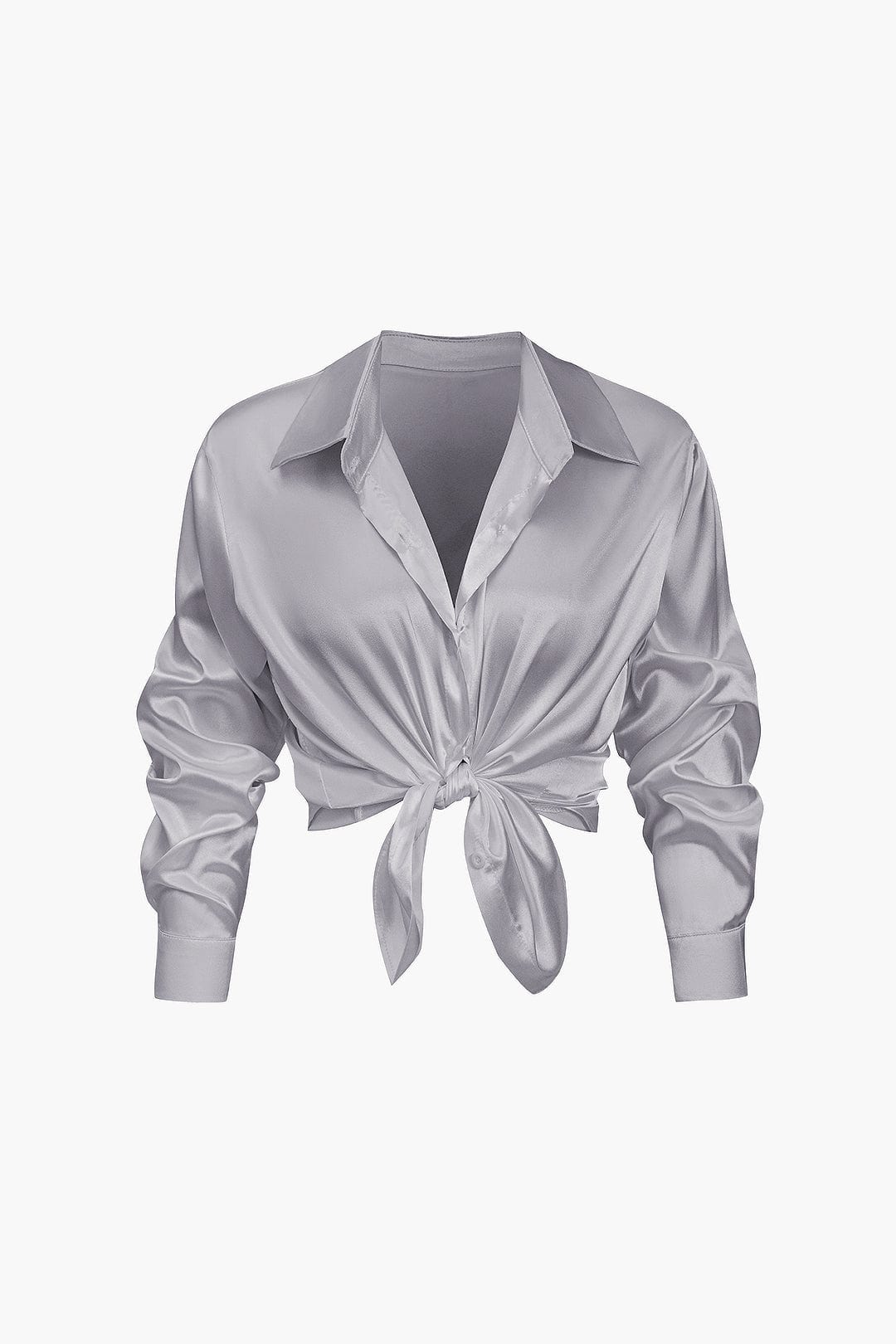 Damenbluse Langarm Seiden-Satin Elegante Bluse