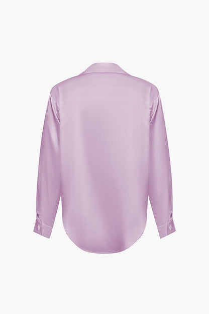 Damenbluse Langarm Seiden-Satin Elegante Bluse