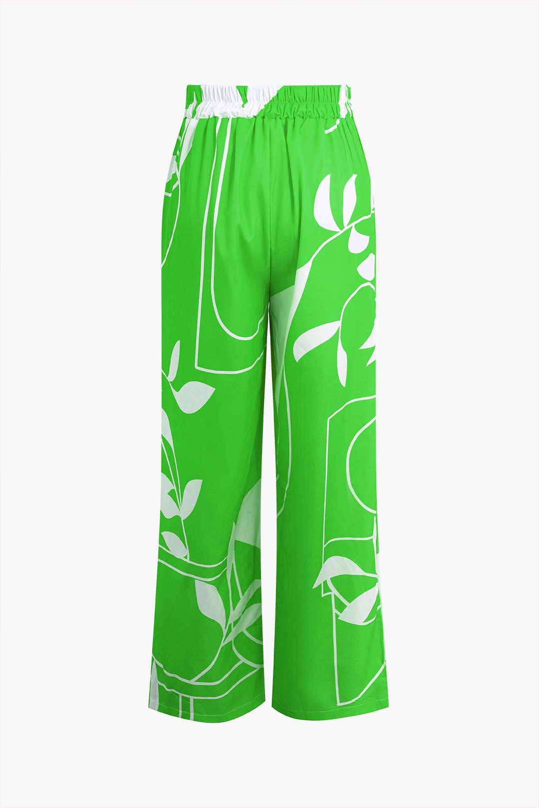 Damen Zweiteiler Baumwolle Knoten-Oberteil Bambus-Print-Hose