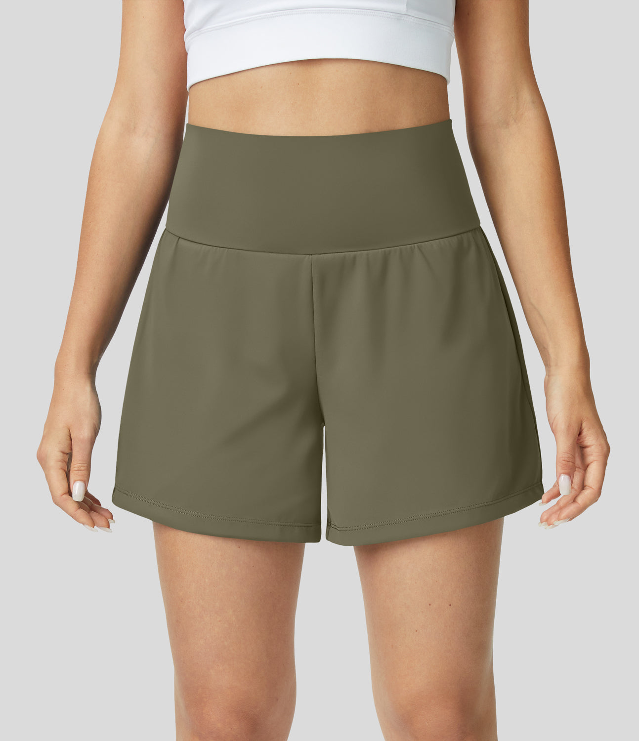 Damen Yoga-Shorts 2-in-1 Multifunktionshose Mit Taschen
