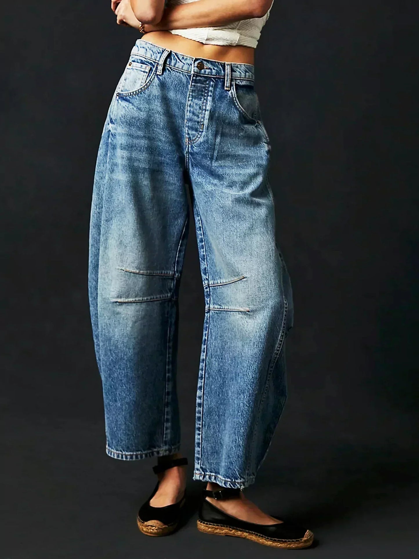Damen Weitbein Jeans Bedruckt Trendy