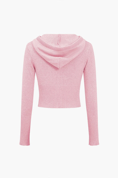 Strick-Set Damen Kapuzenjacke Schlaghose Warm