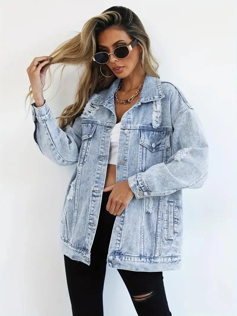 Damen Oversized Jeansjacke Groß Trendy