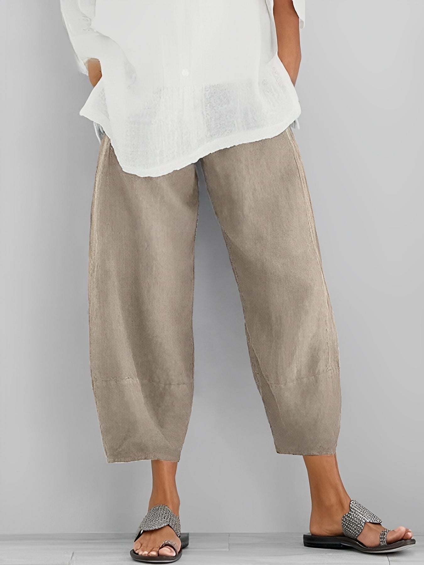 Bequeme Damen Leinenhose Lässig Sommer Beige - Norvielle