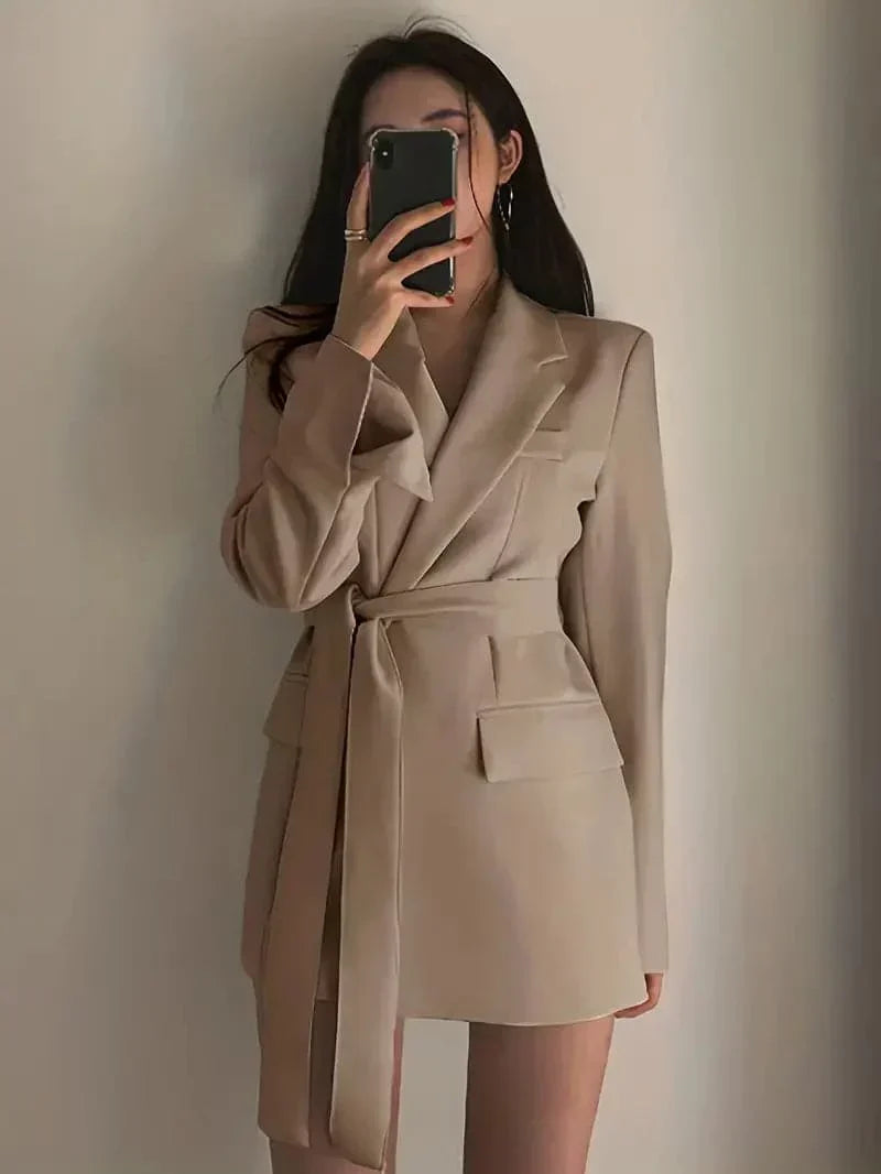 Norvielle Damen Blazer Kleid Taillierte Passform Mini Länge - Norvielle