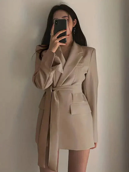 Norvielle Damen Blazer Kleid Taillierte Passform Mini Länge - Norvielle