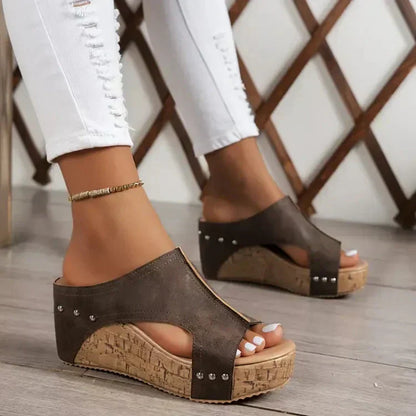 Damen Orthopädische Sandalen Keilabsatz Stilvoll