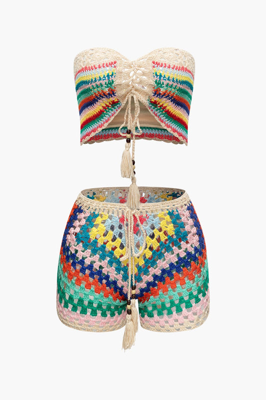 Boho Damen Zweiteiler Bustier Shorts Sommer - Norvielle