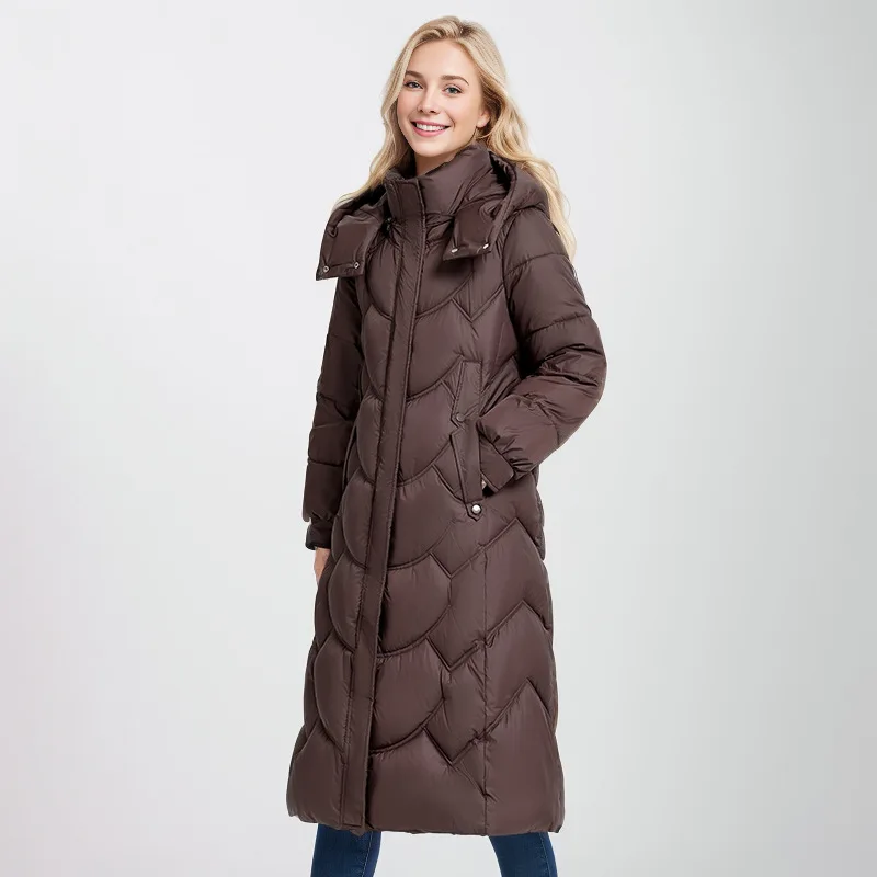 Damen Daunen Steppjacke Lang Winterwarm