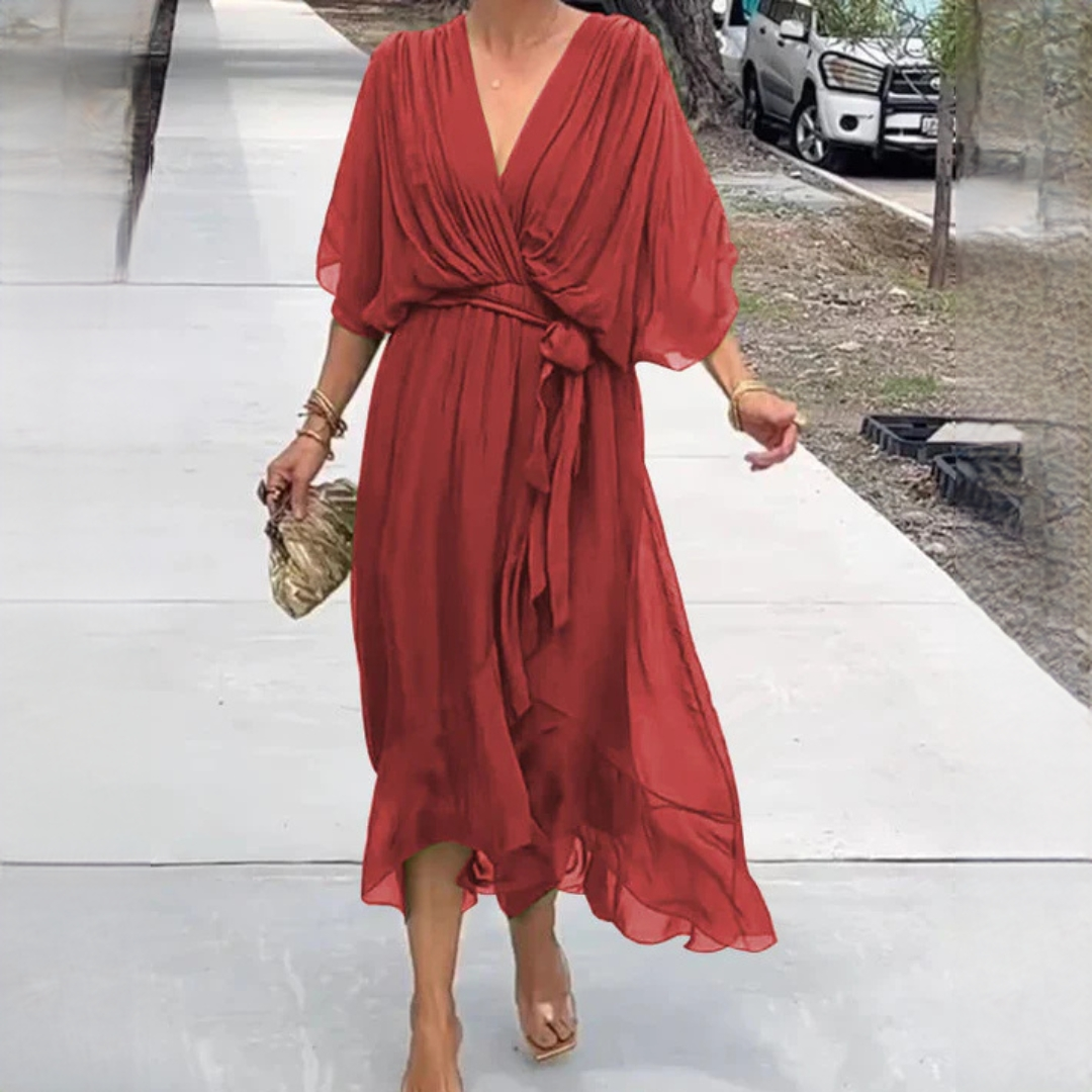Damen V-Ausschnitt Kleid Elegantes Design