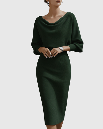 Elegantes Damen Midi-Kleid mit Drapierung