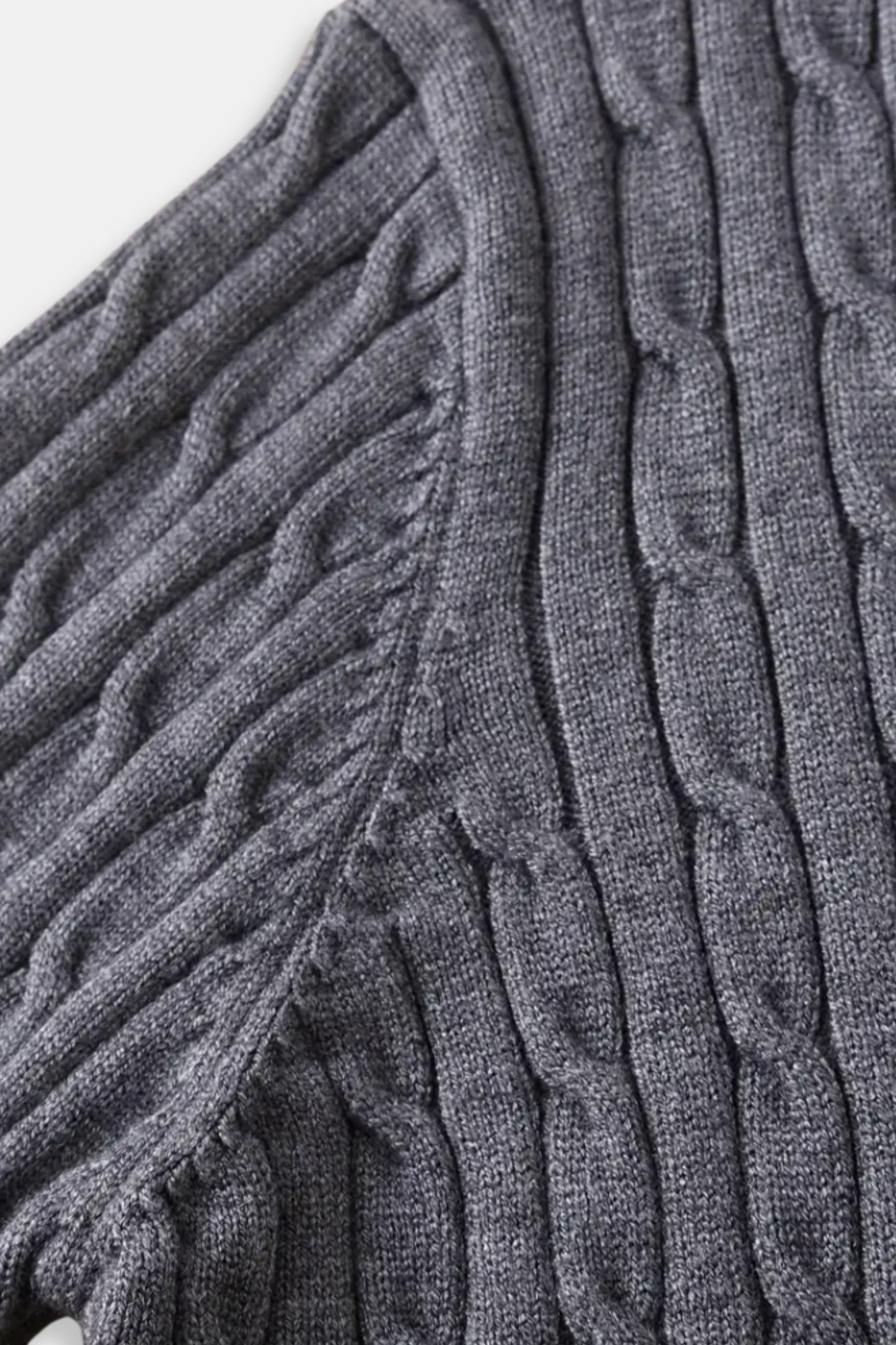Damen Strickpullover Zopfmuster Reißverschluss