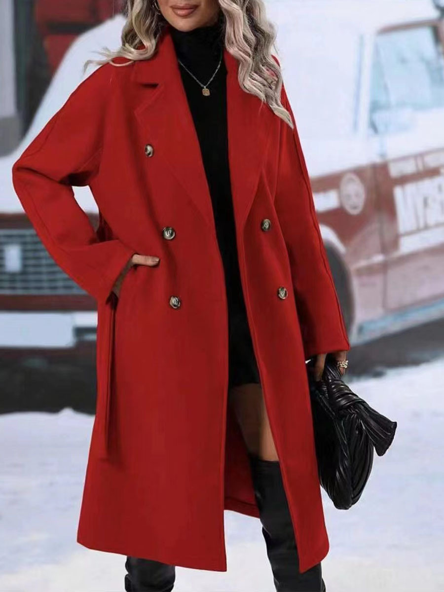 Damen Trenchcoat Klassisch Doppelknopf Elegent