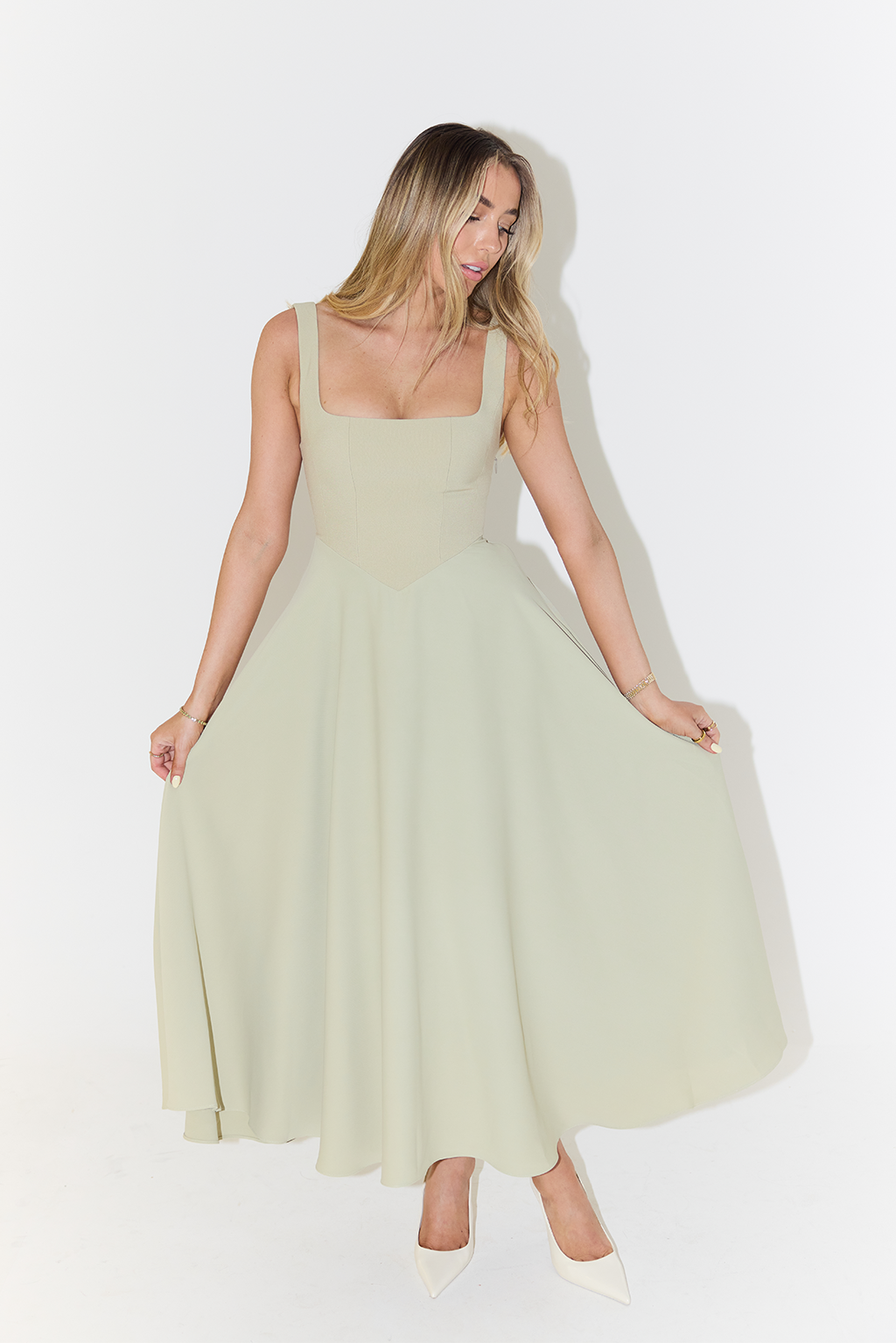 Elegantes Damen Maxikleid A-Linie Lang Mintgrün