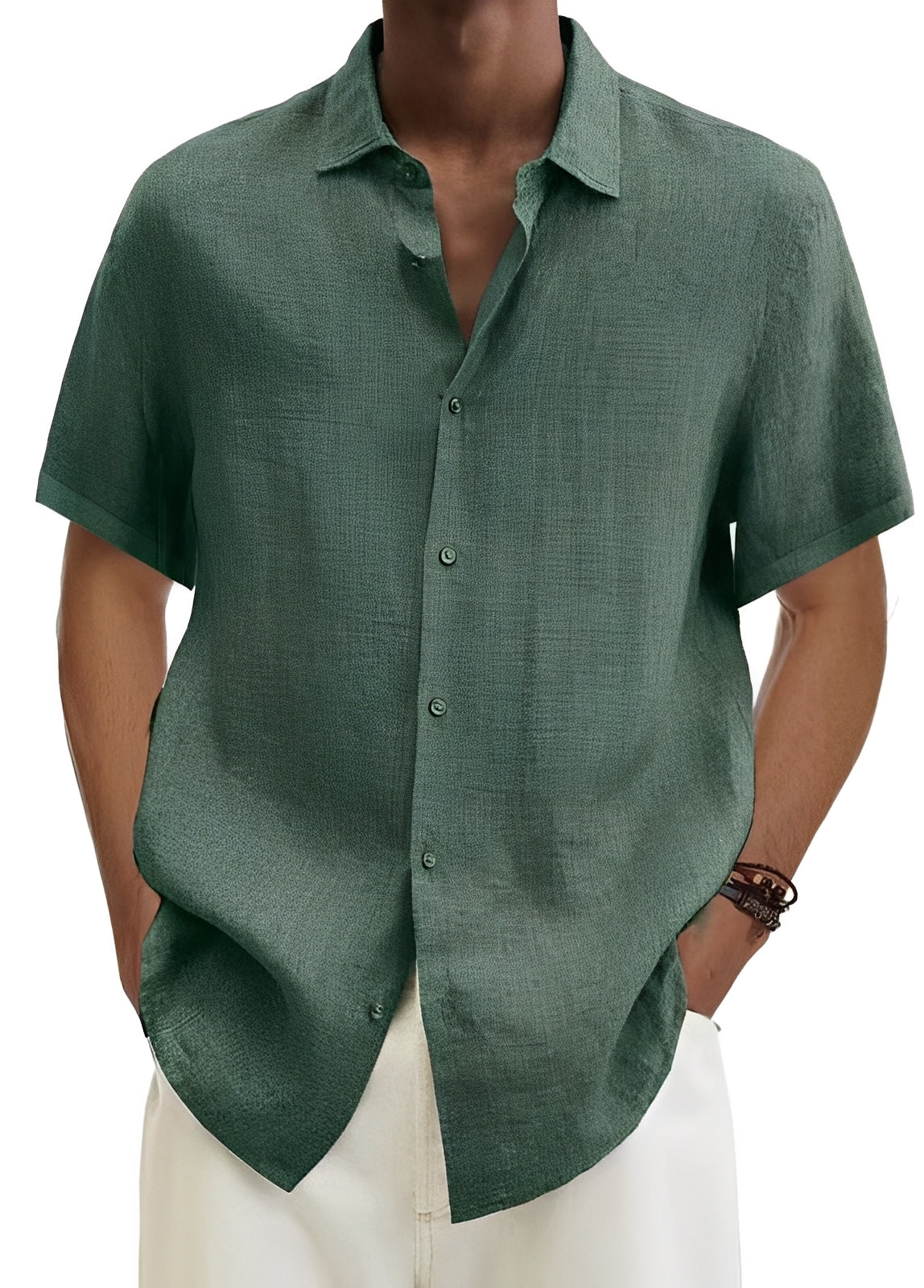 Herren-Hemd Lässig Baumwolle Relaxed Fit