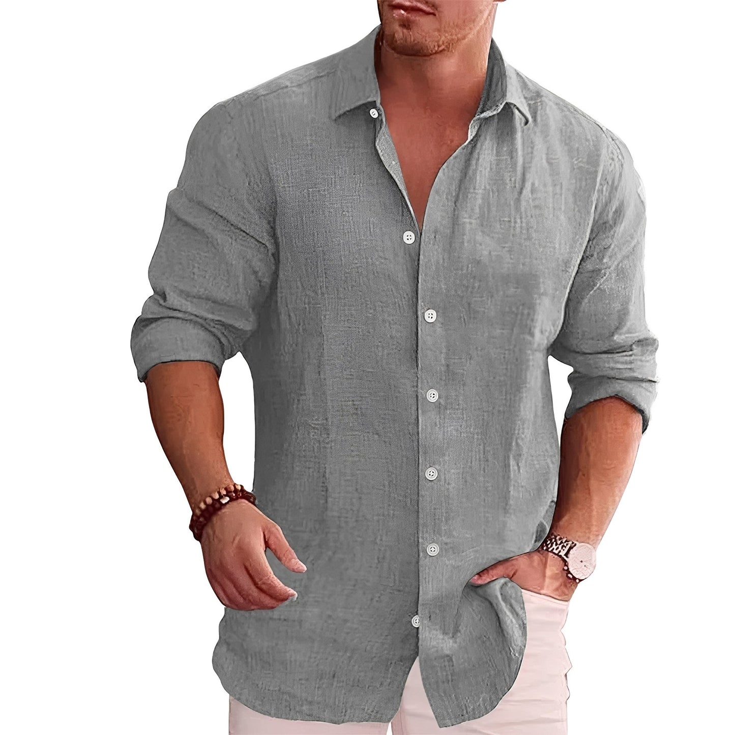 Herren Langarmhemd Slim Fit Modern Lässig
