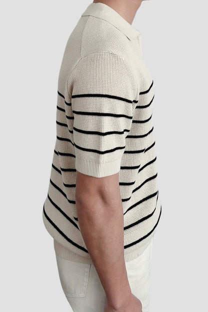 Herren Poloshirt Kurzarm Gestreift Klassisch