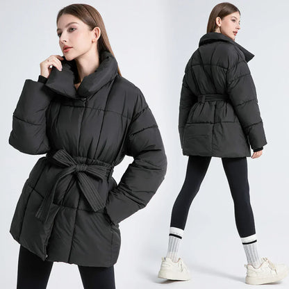 Damen Winterjacke Taillierte Elegante Mit Gürtel