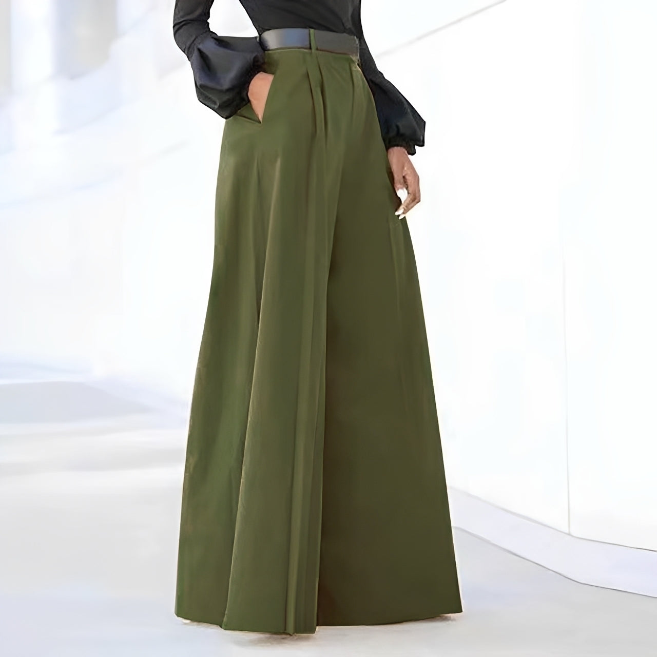 Damen Schlaghose Weit Bequem Elegant