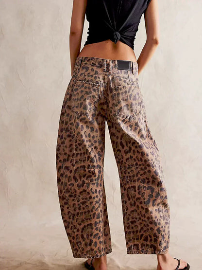 Damen Weitbein Jeans Bedruckt Trendy
