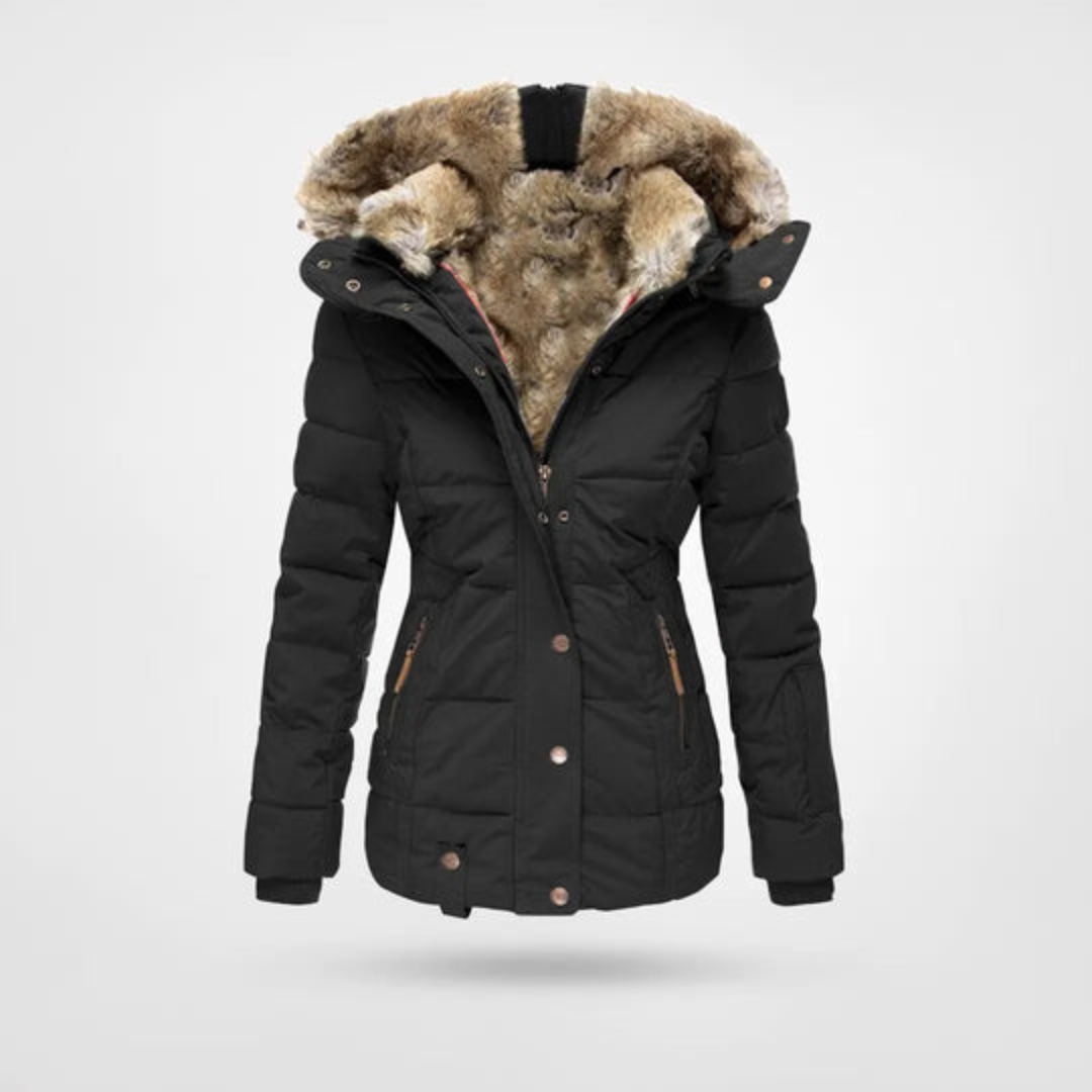 Damen Winterjacke Lang Gepolstert Warm Mit Kapuze