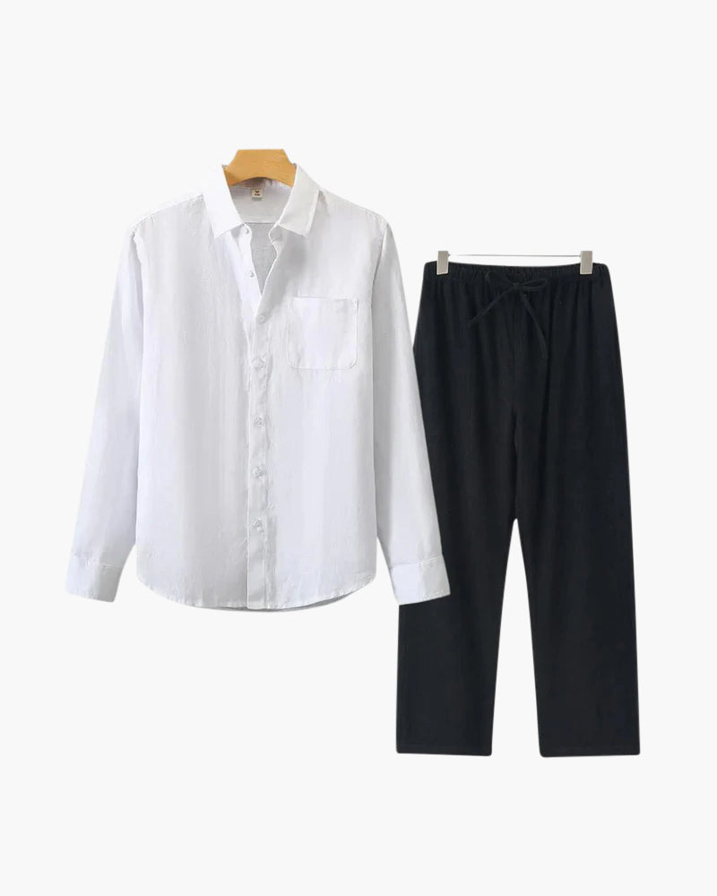 Herren Leinenanzug Langarm Set Sommer