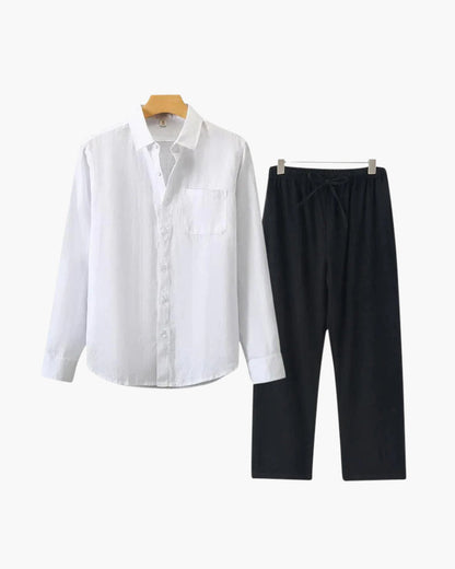 Herren Leinenanzug Langarm Set Sommer