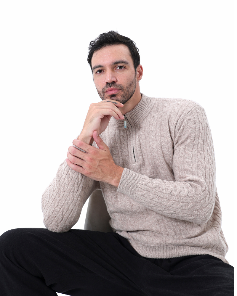 Herren Pullover Kaschmir Chunky Knit Warm Kabelmuster