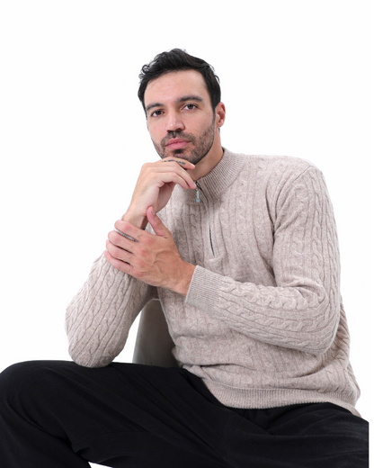 Herren Pullover Kaschmir Chunky Knit Warm Kabelmuster