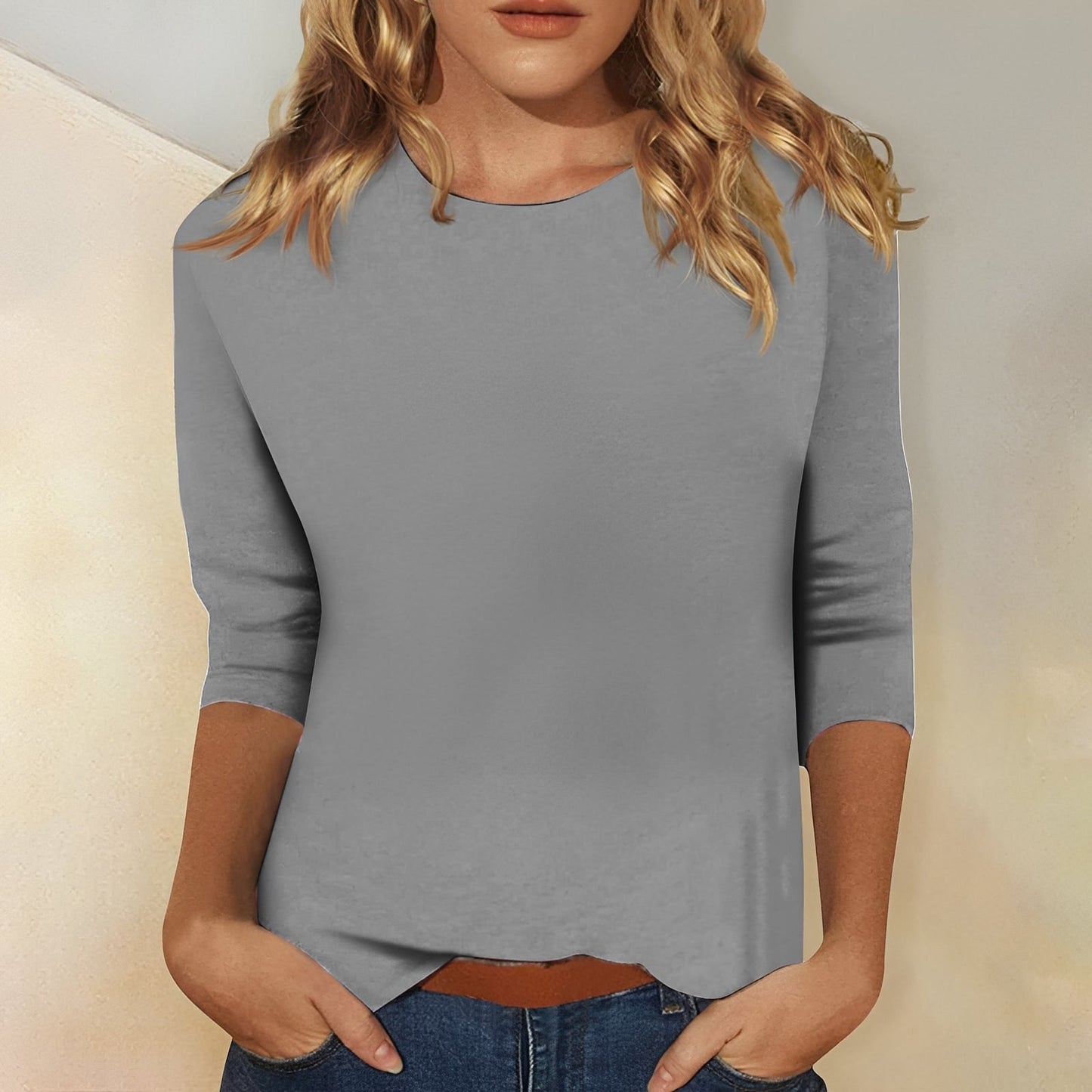 Damen Bluse 3/4 Ärmel Lässig Modern