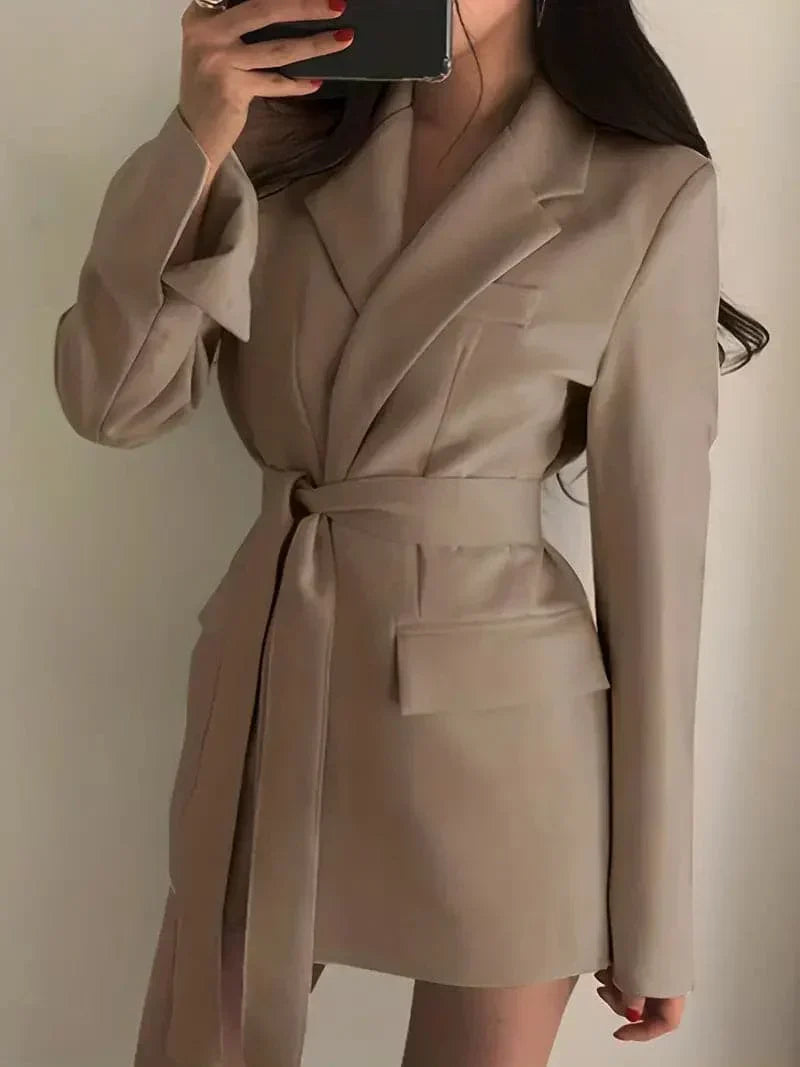 Norvielle Damen Blazer Kleid Taillierte Passform Mini Länge
