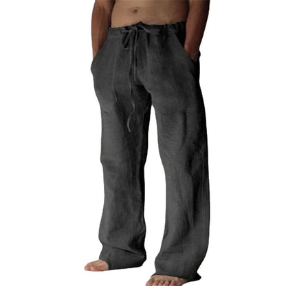 Herren Leinenhose Bequem Einfarbig Sommerhose