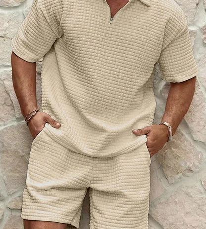Herren Kurzarm-Shirt Reißverschluss Sportlich