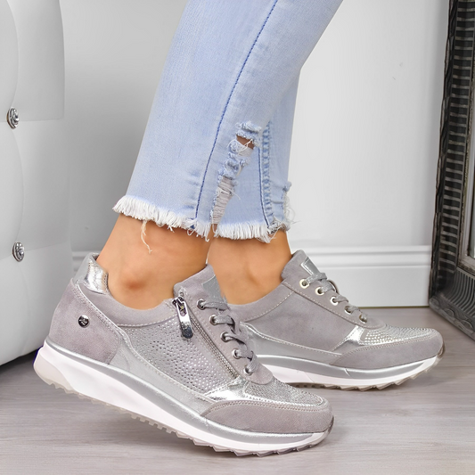 Laufschuhe Damen Bequem Schnellverschluss Schwarz - Norvielle