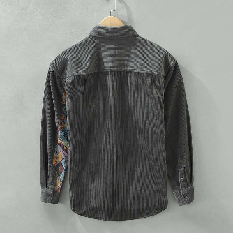 Herren Langarmhemd aus Baumwolle Vintage Stil