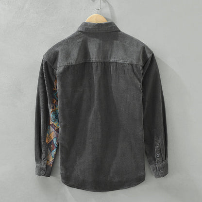 Herren Langarmhemd aus Baumwolle Vintage Stil